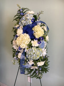 Blue and White Standing Spray